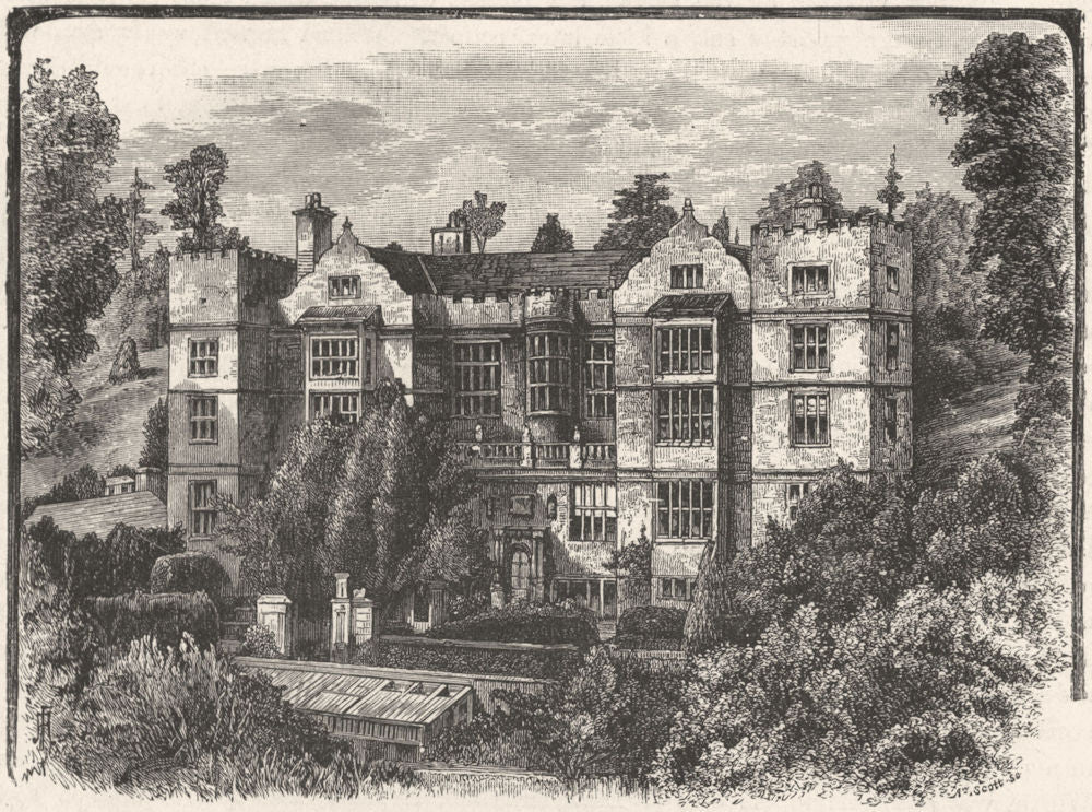 YORKS. Fountains Hall 1898 old antique vintage print picture